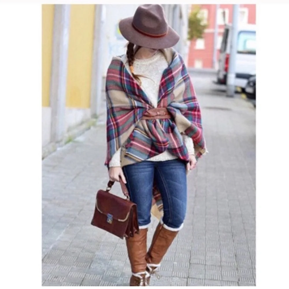 Vici Ava Plaid Blanket Wrap Shawl Scarf